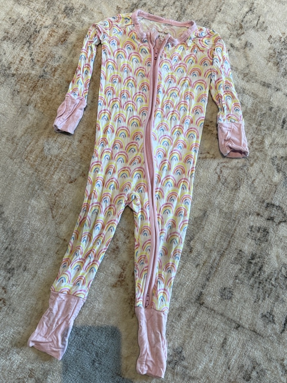Little Sleepies Kids Pink Rainbow One-Piece Pajama Sleeper